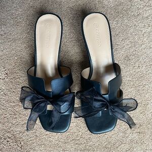 Coutgo Womens Bow Heeled Slide Sandals - Size 8